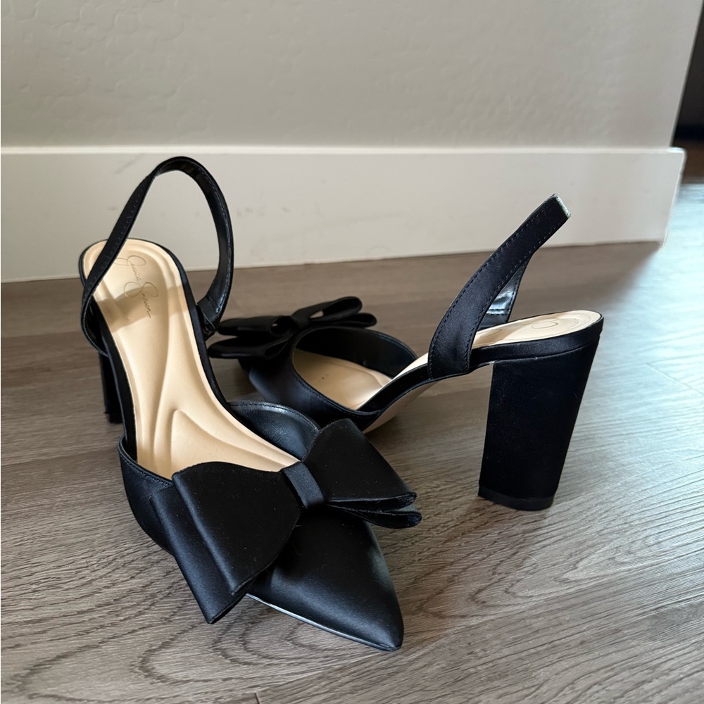 Jessica Simpson Black Bow Slingback Heels